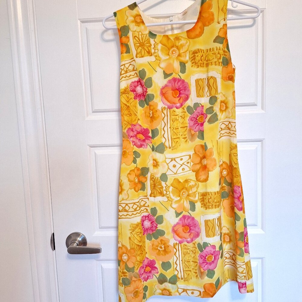 Yellow Floral Sleeveless Summer Dress size small